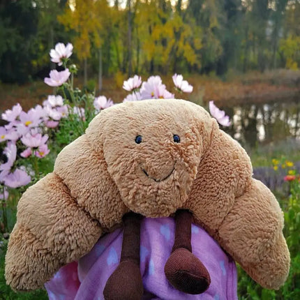 Croissant Plush Pillow – Soft & Funny Smiling Croissant Cushion