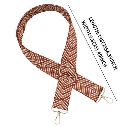 Adjustable Black & White Geometric Bag Strap – Stylish Replacement Purse Strap with Metal Clasps