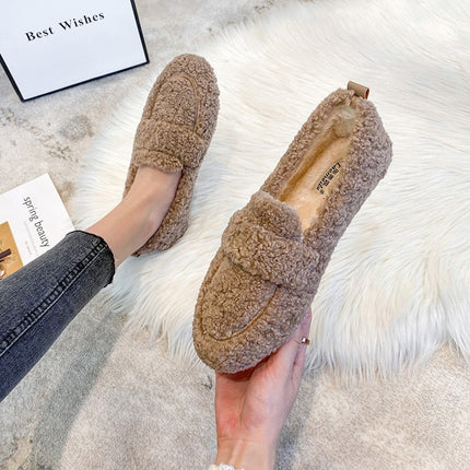 Women’s Fluffy Fur-Lined Loafers – Warm Winter Slip-On Slippers (Indoor & Outdoor)