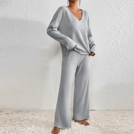 Women's Cozy Two-Piece Winter Loungewear Set – Soft Knit Sweater & Jogger Pants for Ultimate Comfort