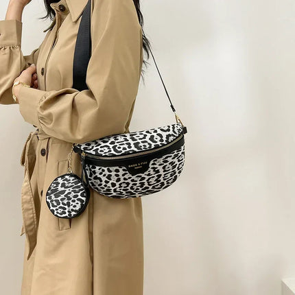 Leopard Print Crossbody & Waist Bag – Adjustable Strap, Mini Pouch, Trendy Animal Print