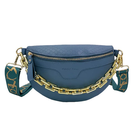 Stylish Crossbody Belt Bag with Gold Chain – Adjustable Strap Waist Pack for Women