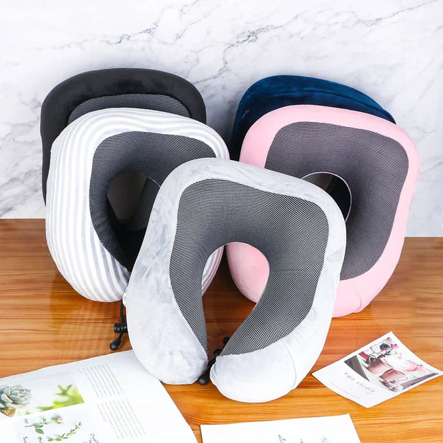 Ergonomic Memory Foam Travel Neck Pillow – Comfortable Support for Airplane, Car & Train Journeys