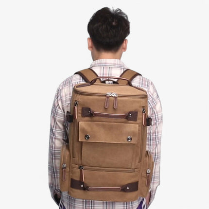 Vintage Canvas Backpack – Durable Unisex Rucksack with Laptop Compartment