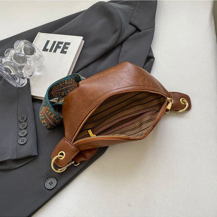 Luxurious Leather Crossbody Belt Bag – Versatile Waist & Shoulder Bag with Wide Strap