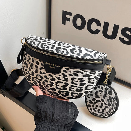 Leopard Print Crossbody & Waist Bag – Adjustable Strap, Mini Pouch, Trendy Animal Print