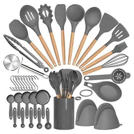 36-Piece Silicone Kitchen Utensil Set with Organizer – Heat-Resistant, Non-Scratch, BPA-Free