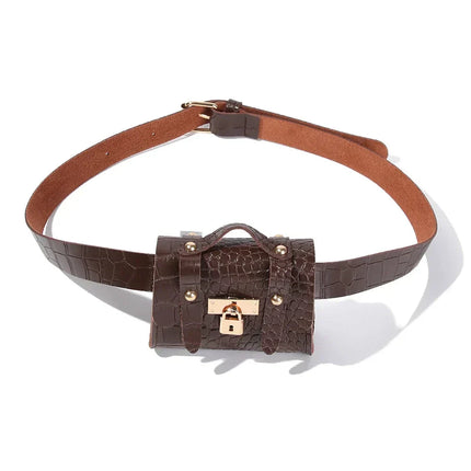 Women's Belt Bag with Gold Lock Detail – Stylish & Compact Waist Bag for Everyday Use
