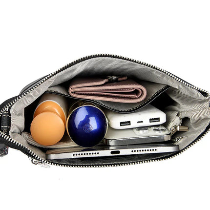 Black Crossbody Bag for Women – Adjustable Wide Strap Shoulder Bag with Multiple Pockets