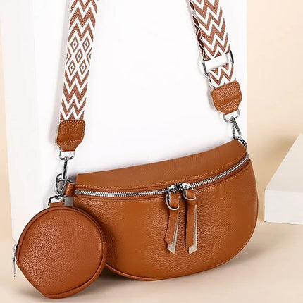 Stylish PU Leather Crossbody Bag with Braided Strap & Detachable Coin Pouch
