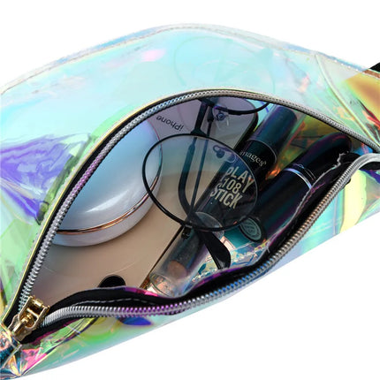 Holographic Festival Fanny Pack – Iridescent Waist Bag with Adjustable Strap for Concerts, Raves & Travel