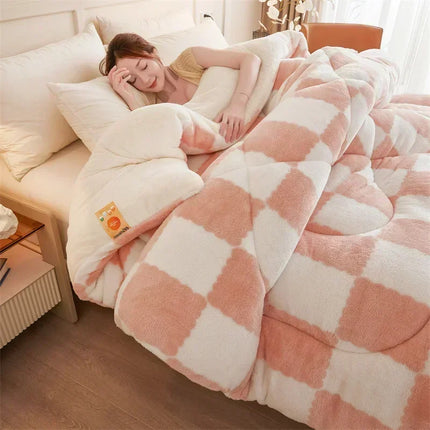 Checkered Winter Fleece Blanket – Soft & Warm Plaid Throw for Bed and Sofa