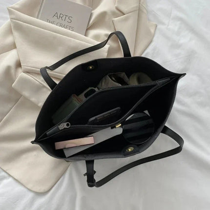 Vintage PU Leather Tote Bag for Women – Large Shoulder Work & Daily Handbag