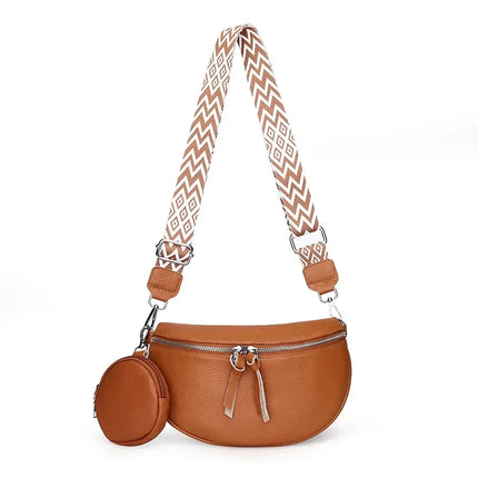 Stylish PU Leather Crossbody Bag with Braided Strap & Detachable Coin Pouch