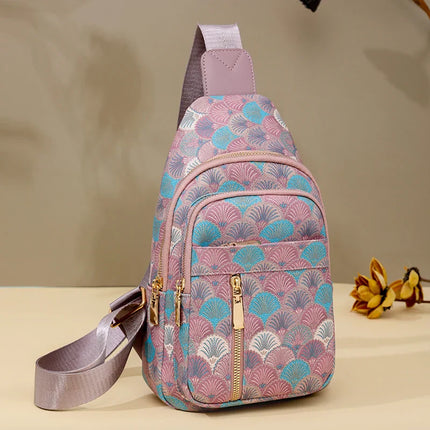 Trendy Compact Crossbody Backpack – Stylish Canvas Sling Bag with Patterned Design