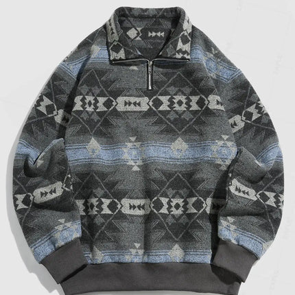 Vintage Knitted Sweater – Unisex Oversized Sweater with Ethnic Pattern