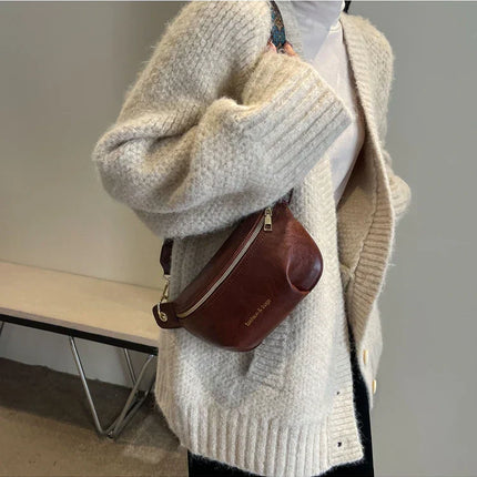 Luxurious Leather Crossbody Belt Bag – Versatile Waist & Shoulder Bag with Wide Strap