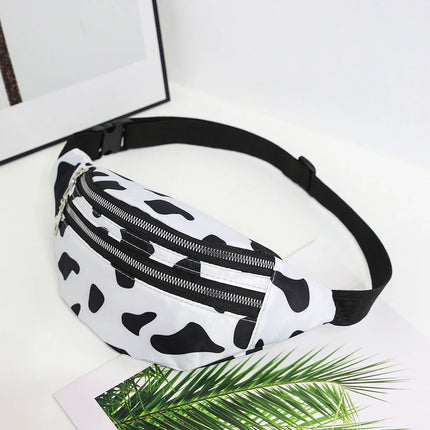 Cow Print Crossbody Waist Bag – Cowhide Pattern Fanny Pack / Animal Print Hip Bag