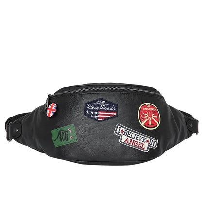 Trendy Crossbody Fanny Pack with Patches – Stylish Belt Bag for Casual Streetwear