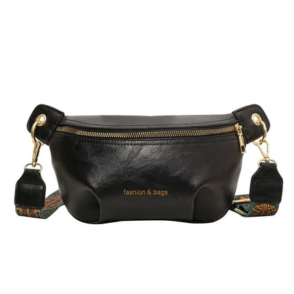 Luxurious Leather Crossbody Belt Bag – Versatile Waist & Shoulder Bag with Wide Strap
