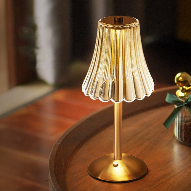 Gold Crystal Table Lamp – Elegant Sparkling Accent Light for Bedroom or Living Room Décor