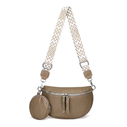 Stylish PU Leather Crossbody Bag with Braided Strap & Detachable Coin Pouch