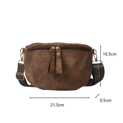 Boho Chic Crossbody Bag with Wide Ethnic Strap – Stylish & Comfortable Shoulder Purse for Women