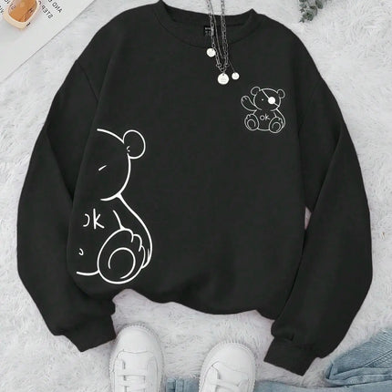 Unisex Cat Sweater – Minimalist Oversized Sweater with Cat Line Print
