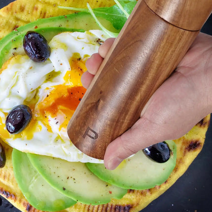 Wooden Salt & Pepper Grinder Set with Tray – 8.9" x 2.2" Elegant Kitchen Spice Mills