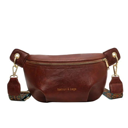 Luxurious Leather Crossbody Belt Bag – Versatile Waist & Shoulder Bag with Wide Strap