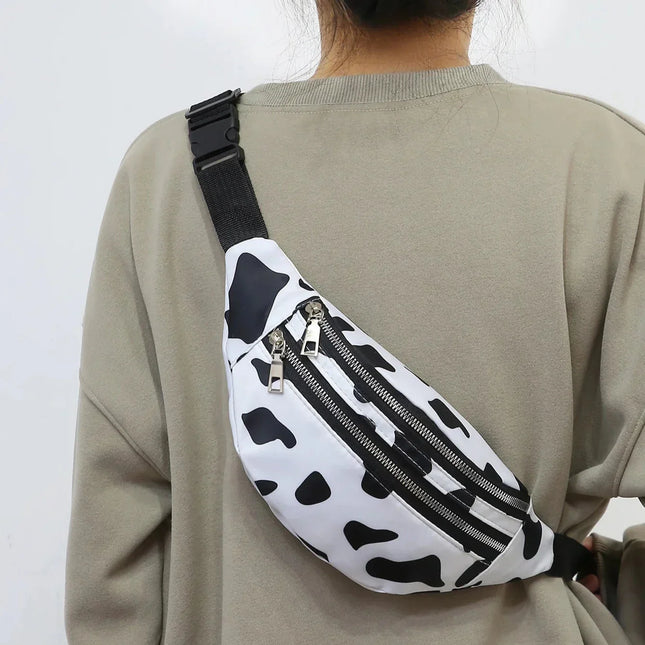 Cow Print Crossbody Waist Bag – Cowhide Pattern Fanny Pack / Animal Print Hip Bag