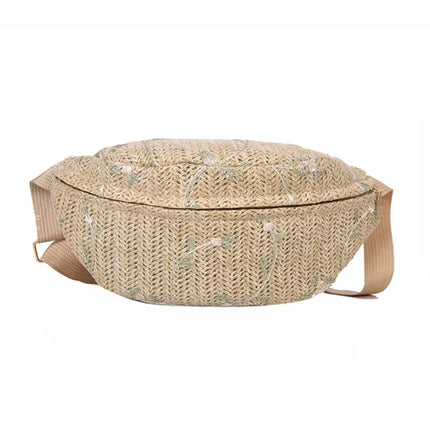 Woven Straw Crossbody Fanny Pack – Boho Wicker Waist Bag for Summer & Festival