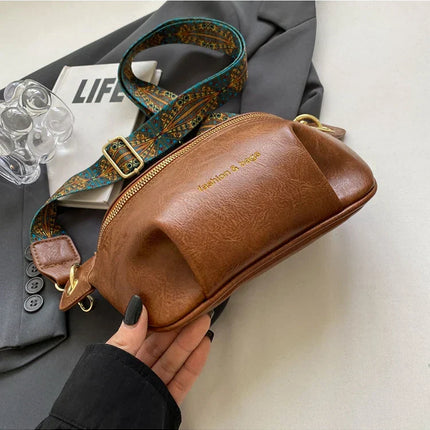 Luxurious Leather Crossbody Belt Bag – Versatile Waist & Shoulder Bag with Wide Strap