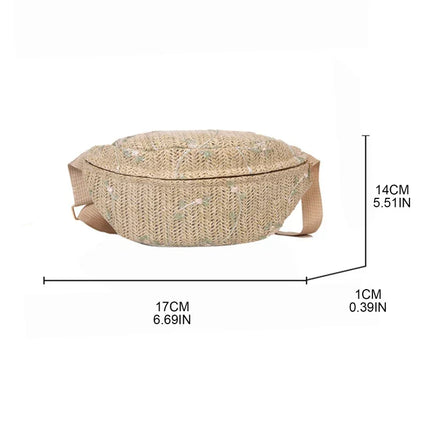 Woven Straw Crossbody Fanny Pack – Boho Wicker Waist Bag for Summer & Festival