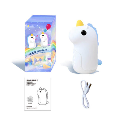 Cute Unicorn LED Alarm Clock & Night Light – USB Powered Decorative Lamp 4.4" x 6.3"