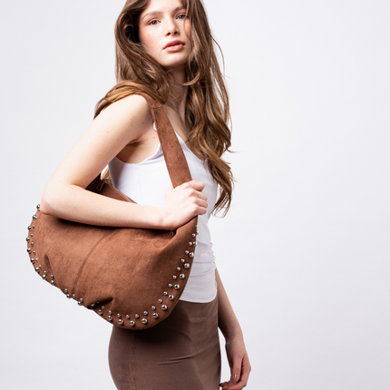 Black Vegan Leather Shoulder Bag with Studs – Bold & Stylish