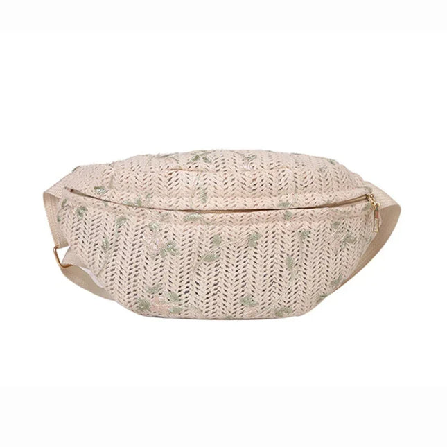 Woven Straw Crossbody Fanny Pack – Boho Wicker Waist Bag for Summer & Festival