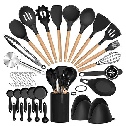 36-Piece Silicone Kitchen Utensil Set with Organizer – Heat-Resistant, Non-Scratch, BPA-Free