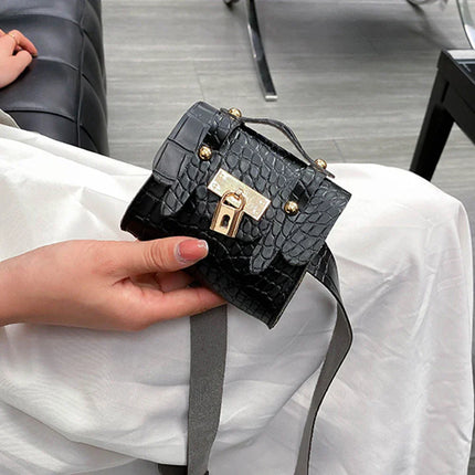 Women's Belt Bag with Gold Lock Detail – Stylish & Compact Waist Bag for Everyday Use