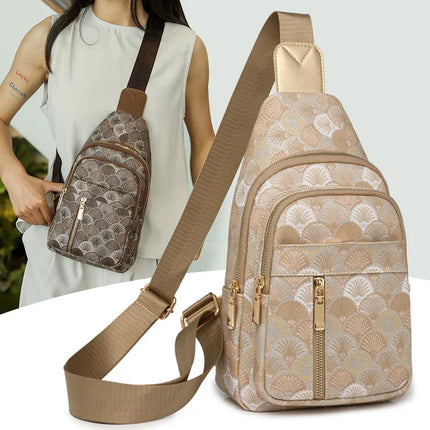 Trendy Compact Crossbody Backpack – Stylish Canvas Sling Bag with Patterned Design