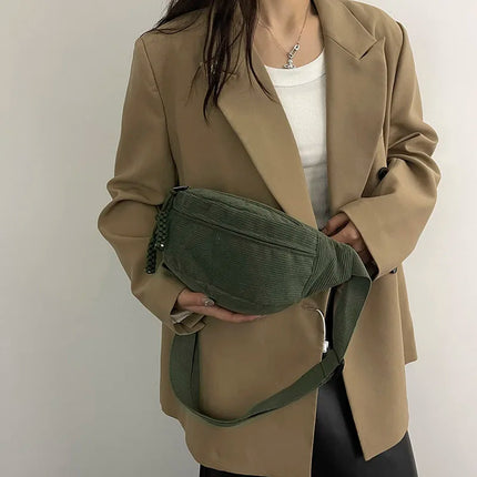 Green Corduroy Crossbody Bag – Stylish, Practical, and Comfortable Everyday Accessory
