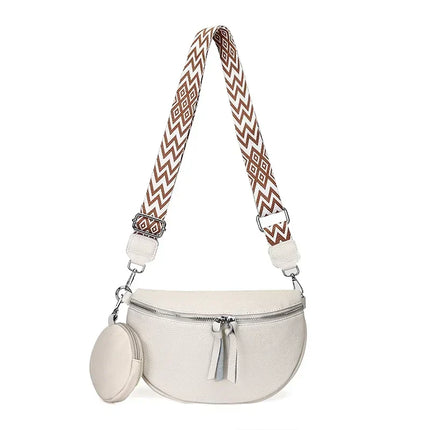 Stylish PU Leather Crossbody Bag with Braided Strap & Detachable Coin Pouch