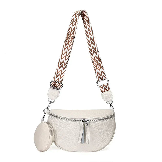 Stylish PU Leather Crossbody Bag with Braided Strap & Detachable Coin Pouch