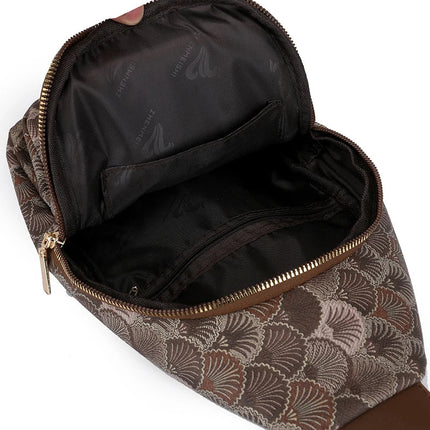 Trendy Compact Crossbody Backpack – Stylish Canvas Sling Bag with Patterned Design