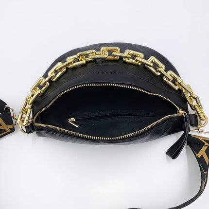 Stylish Crossbody Belt Bag with Gold Chain – Adjustable Strap Waist Pack for Women
