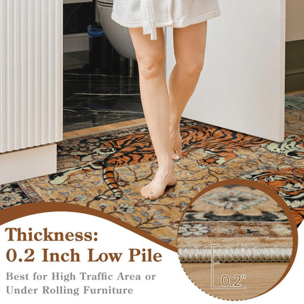 Elegant Tiger Print Living Room Rug – Soft, Anti-Slip, Machine Washable, Boho Jungle Decor