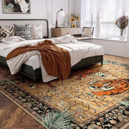 Elegant Tiger Print Living Room Rug – Soft, Anti-Slip, Machine Washable, Boho Jungle Decor