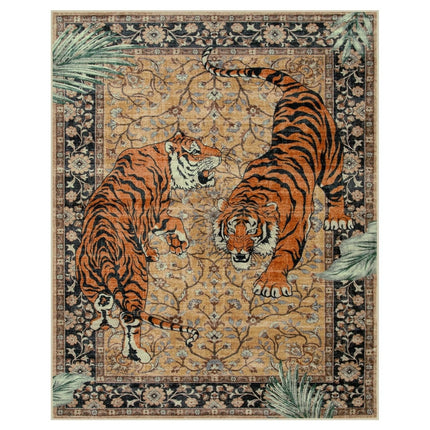 Elegant Tiger Print Living Room Rug – Soft, Anti-Slip, Machine Washable, Boho Jungle Decor