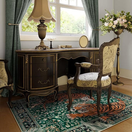 Elegant Tiger Print Living Room Rug – Soft, Anti-Slip, Machine Washable, Boho Jungle Decor