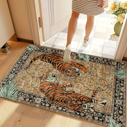 Elegant Tiger Print Living Room Rug – Soft, Anti-Slip, Machine Washable, Boho Jungle Decor